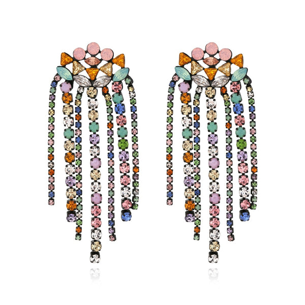 New Vintage Crystal Tassel Dangle Drop Earrings For Women