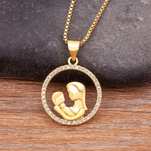 Luxury Fashion New Mother' Day Gift Creative Love Mother and Child Concentric Necklace