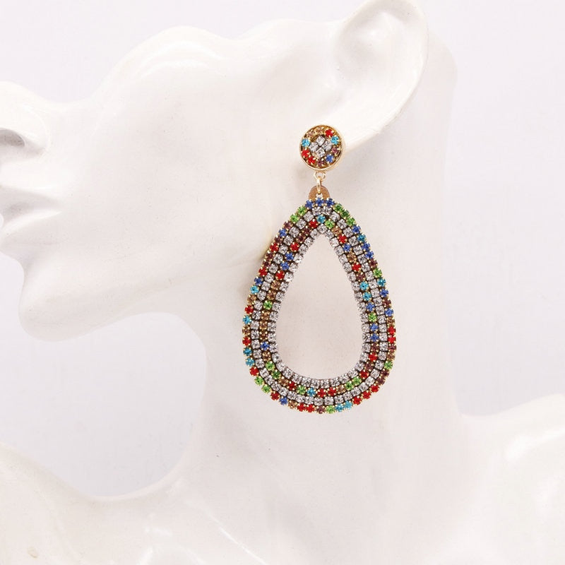 Colorful Rhinestones Water Drop Earrings Large Drop Earrings For Women