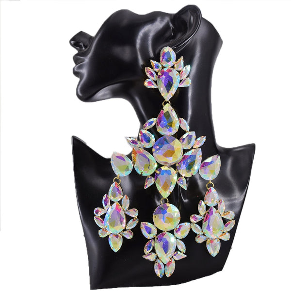 22cm Huge Size Drop Pendant Earrings Clip on Drag Queen Jewelry