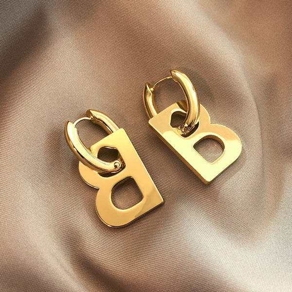 stainless steel Letter B Drop Earrings for Women Men