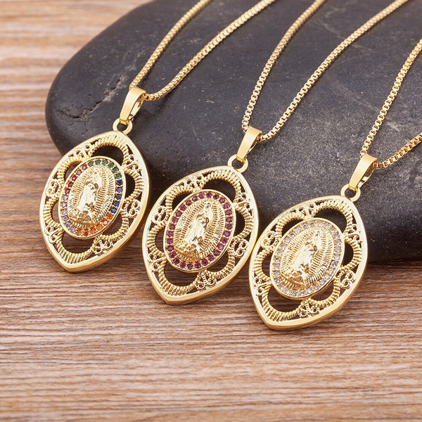 New Arrival Fashion Exquisite Cubic Zirconia Virgin Mary Necklace Women