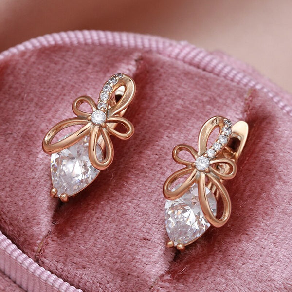 New Bow Knot Hollow 585 Gold Women's Earrings