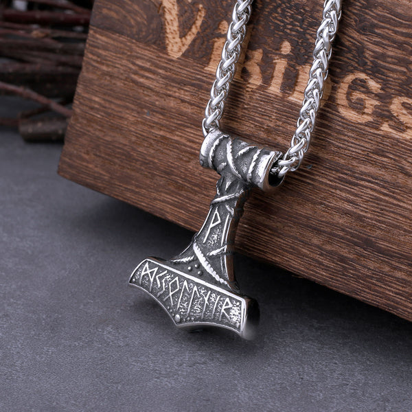 Vintage Nordic Vikings Anchor Odin Rune Necklace Men's