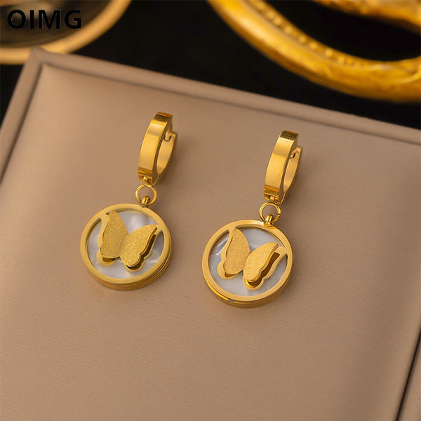 Gold Plated Temperament Charming Butterfly Hoop Earrings For Women