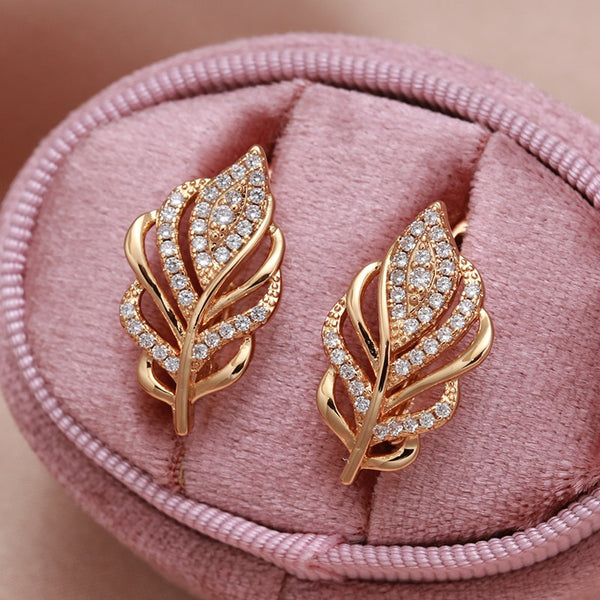 New White Zircon Golden Earrings for Women