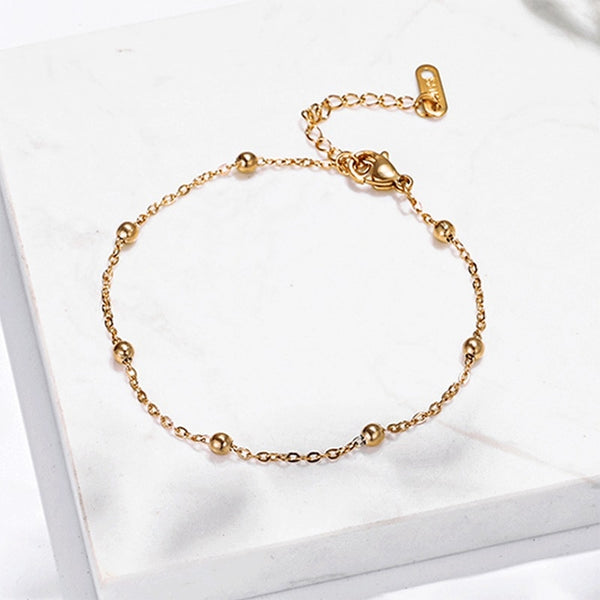 316L Stainless steel gold colour beaded chain Anklets