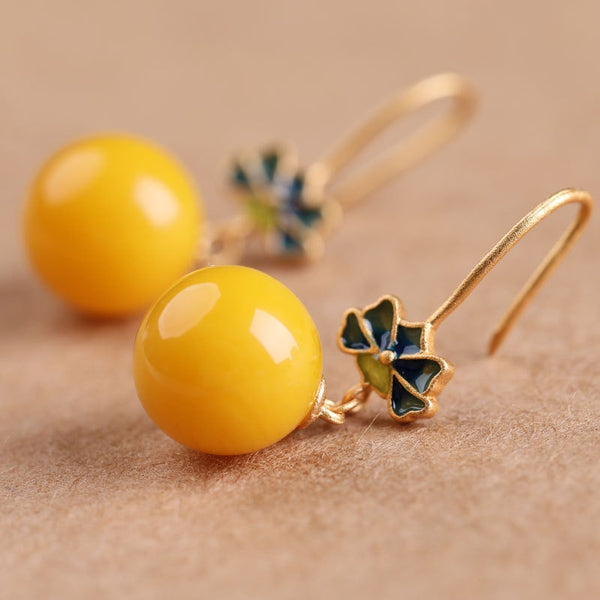 Classic Design yellow Beeswax earrings for women