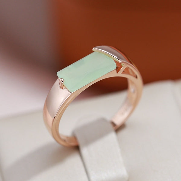 Simple Style Square Mist Green Zircon Rings for Women