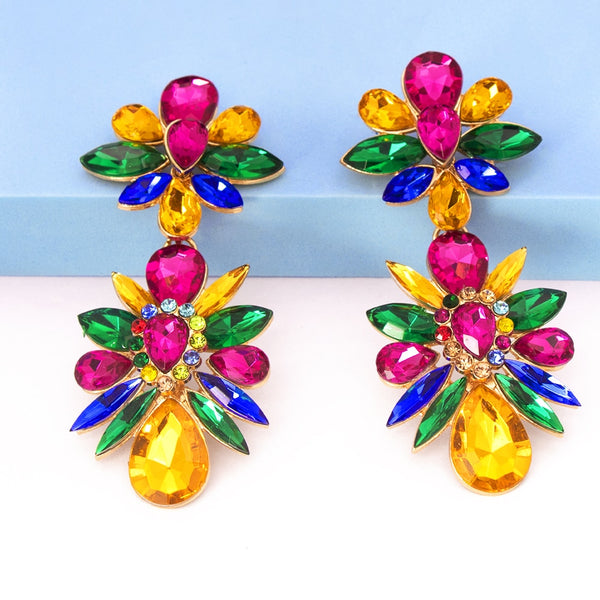 New Fashion Multicolor Crystal Drop Earrings Rhinestone Statement Earrings For Women