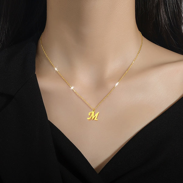 Gold Plated Letter M Pendant Necklace For Women