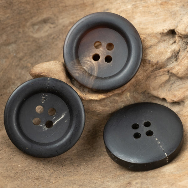 6pcs Thick Matte Horn Buttons For Winter Autumn Coat Leather Dark Brown Black Buttons