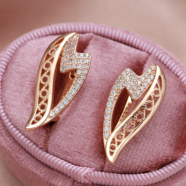 585 Rose Gold Wave Multi Zircon Earrings