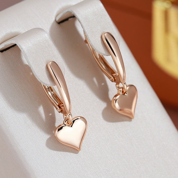 Simple Smooth Heart Shape Dangle Earrings