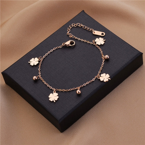 316L Stainless Steel Bracelets Four-leaf Clover Fashion Style Bracelet For Women