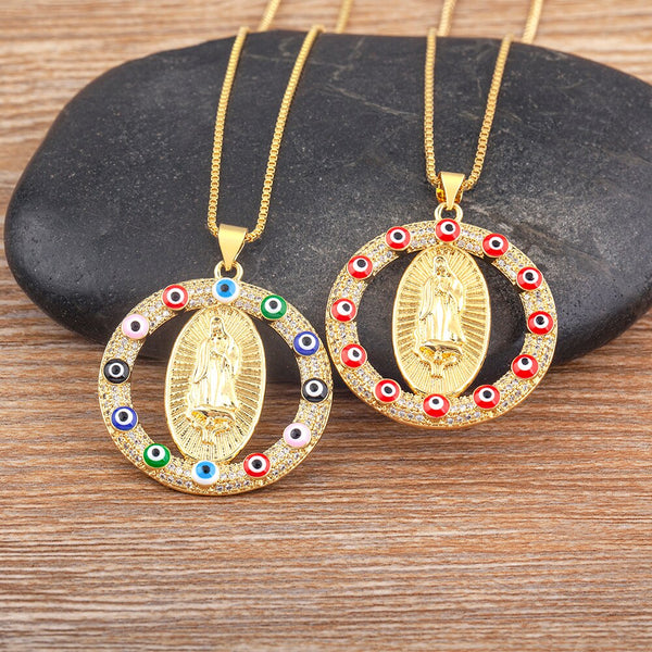 New Arrival Luxury Gold Plated 6 Colors Virgin Mary Pendant Necklace For Women