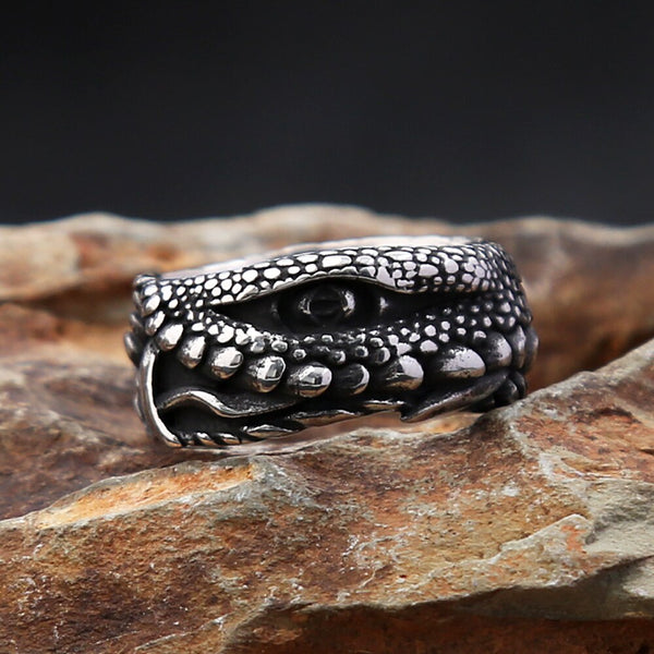 Vintage Stainless Steel Devil's Eye Ring For Men