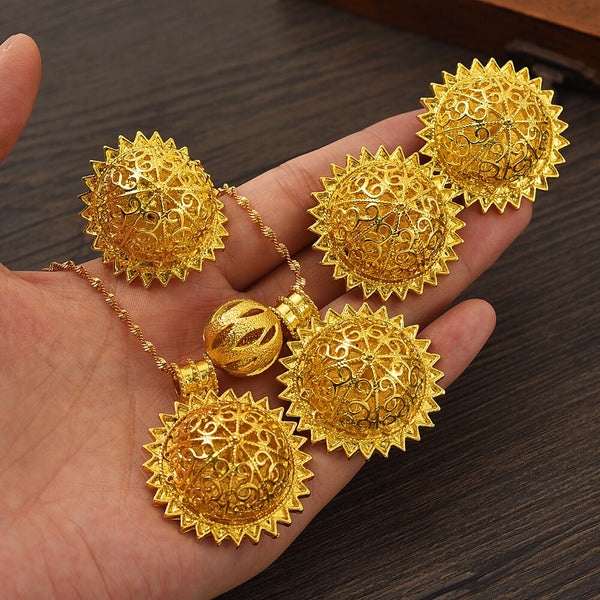 Fashion Round Jewelry Sets ,Gold Color Ethiopian Eritrean Habesha Wedding Party Jewelry