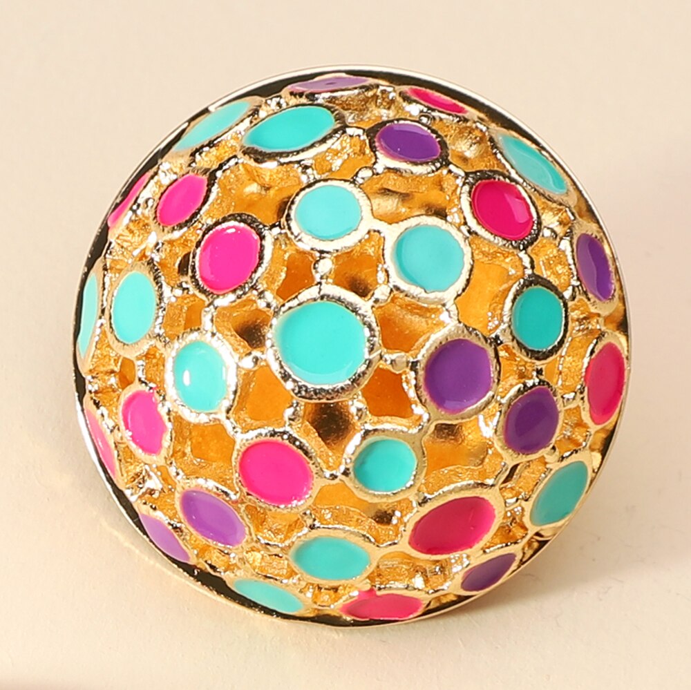 Bohemian Round Enamel Metal Stud Earrings For Women