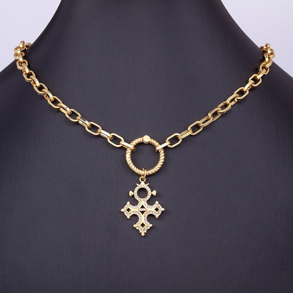 Hot Selling 8 Styles Hollow Thick Clavicle Chain Geometric Cross Necklace For Women