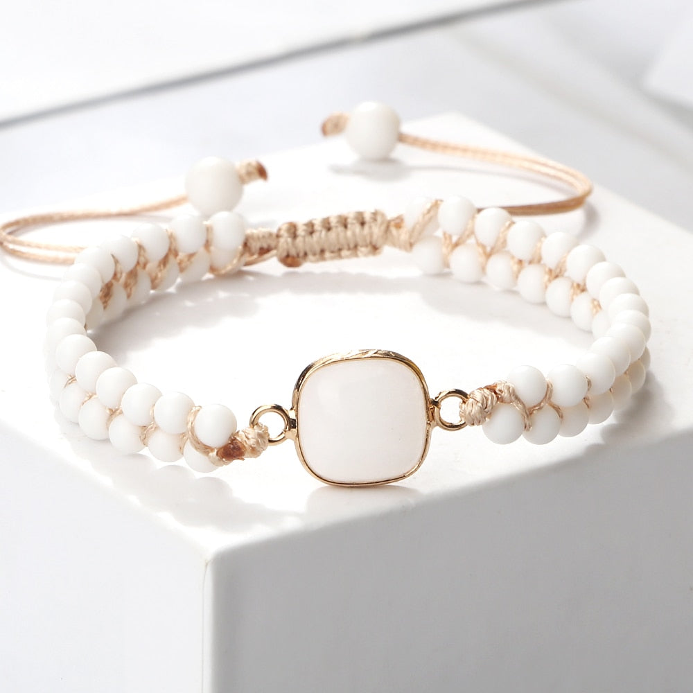 4mm Mini Natural White Howlite Stone Bracelets For Women Men