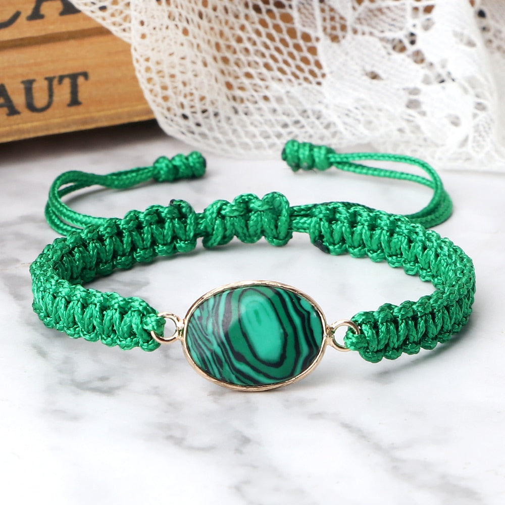 Green Malachite Stone Pendant Prayer Bracelets For Women Men