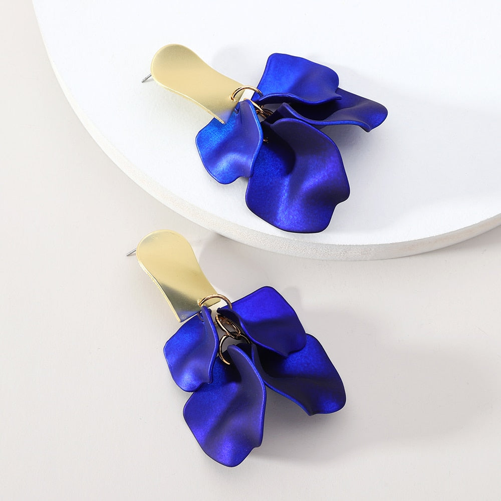 Luxury Design Acrylic Petal Flower Big Dangle Earrings