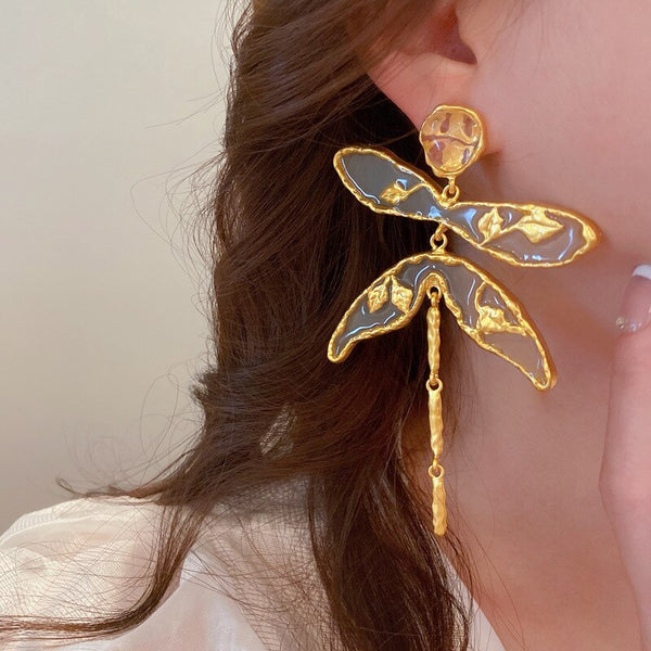 Statement Big Golden Insect Drop Dangle Earrings For Women