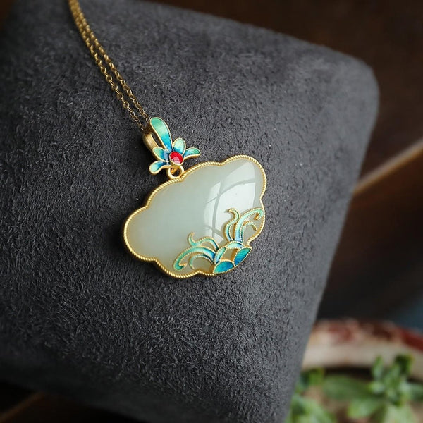 Original design plant epoxy enamel porcelain craft pendant necklace