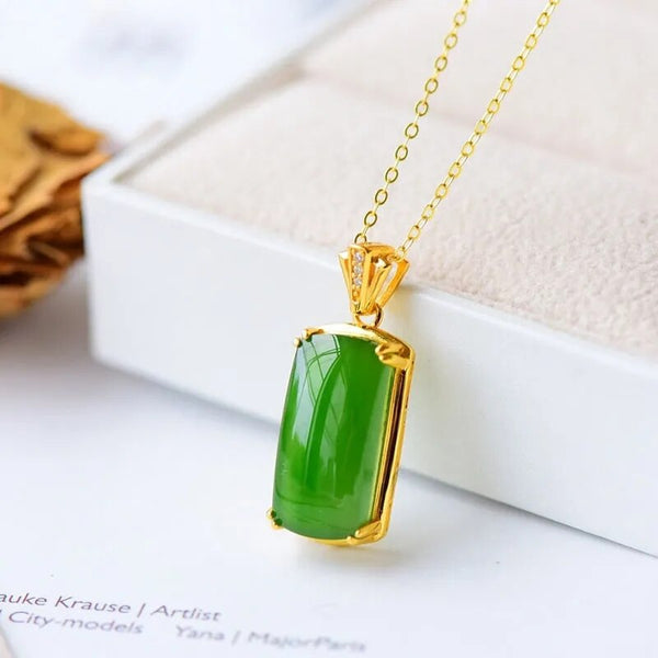 New product inlaid natural Hetian jasper pendant necklace