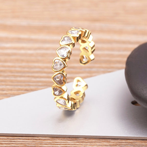 High Quality Zircon Heartt Shape Inlaid Rhinestone Opening Adjustable Ring