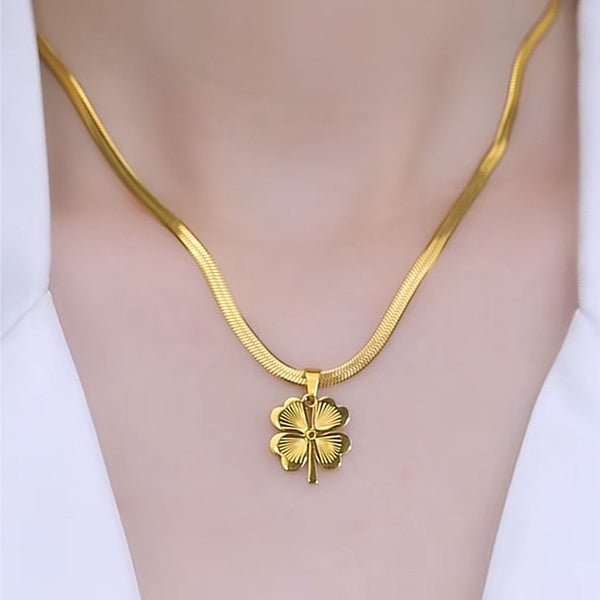 Lucky Four Leaf Three Grass Pendant Necklace for women