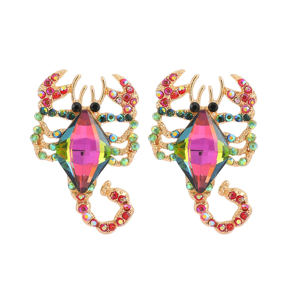 Multicolor Animal Scorpion Geometric Glass Stud Earrings