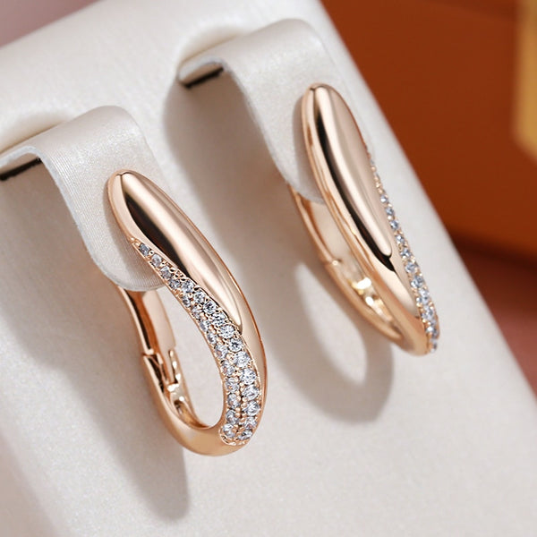 Elegant Smooth Geometric Double Layer Zircon English Earrings