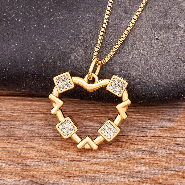 Top Quality Gold Plated Forever Love Heart Romantic Charm Pendant Necklace