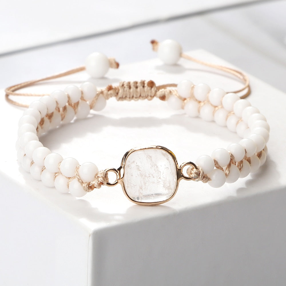 4mm Mini Natural White Howlite Stone Bracelets For Women Men