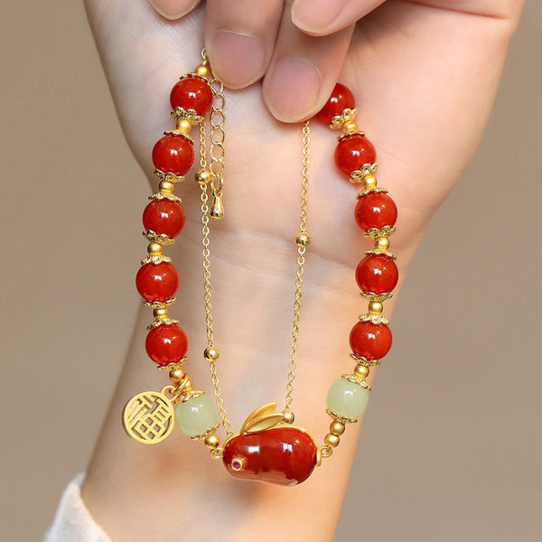 Southern Red tourmaline cute rabbit bracelet for women