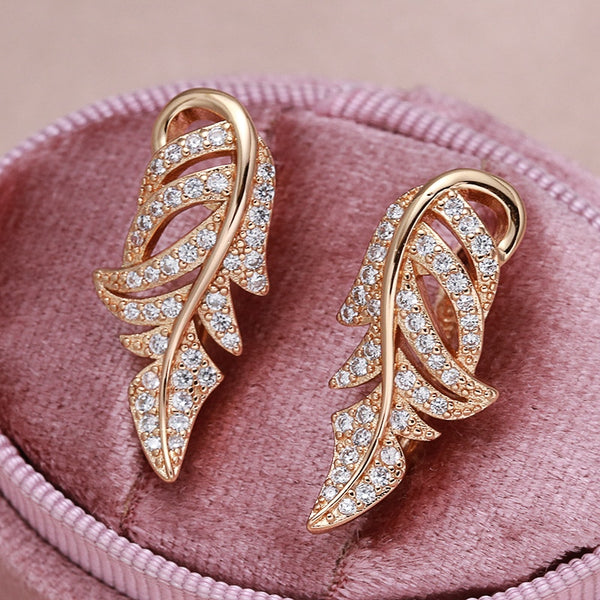 Vintage Zircon Earrings 585 Rose Gold Wedding Golden Jewelry Earrings