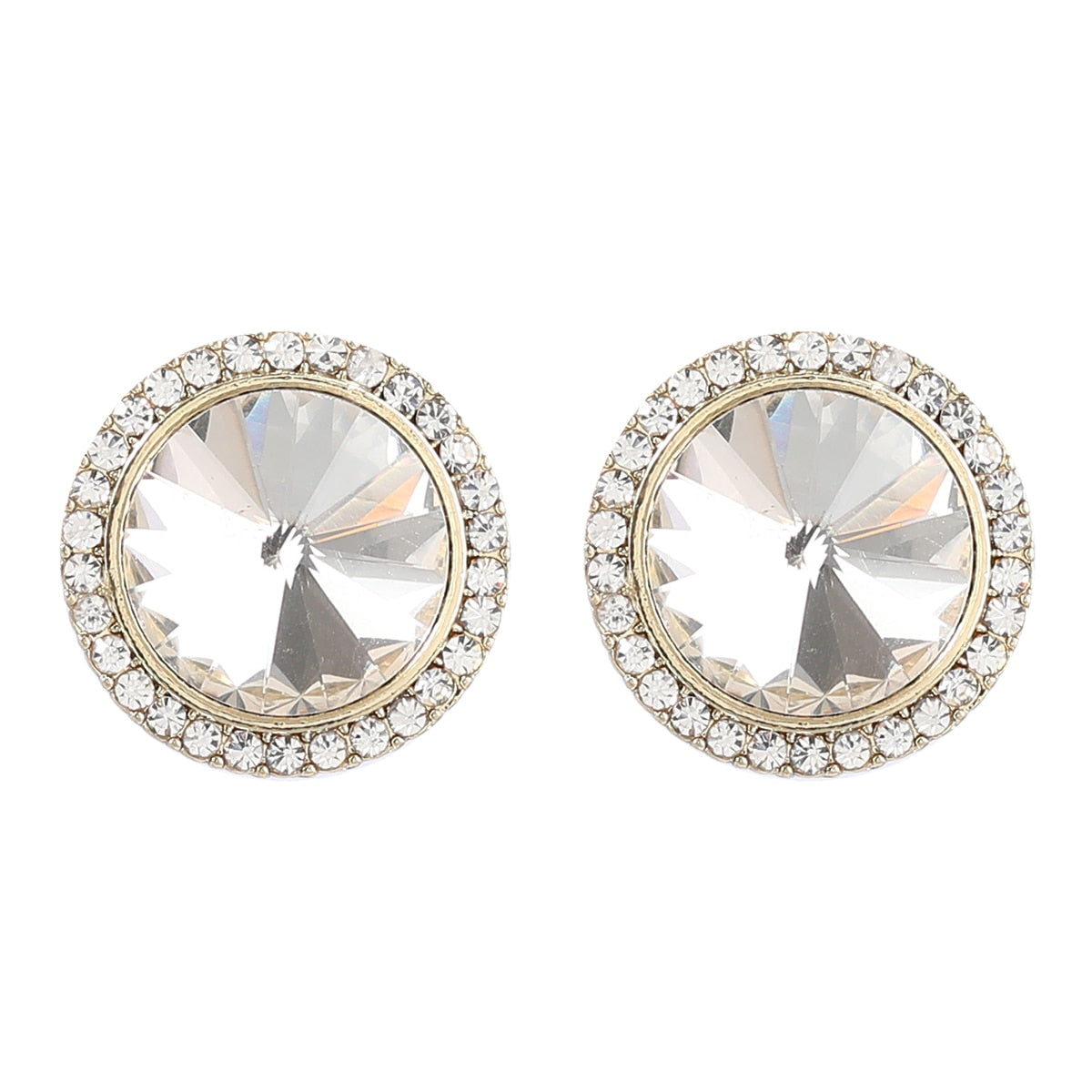 Fashion Metal Rhinestone Round Geometric Earrings Women