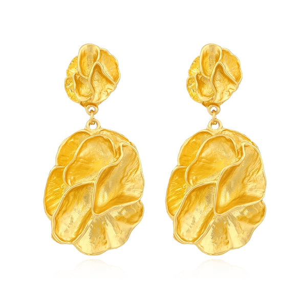 New Exaggerated Gold Color Big Size Drop Earrings