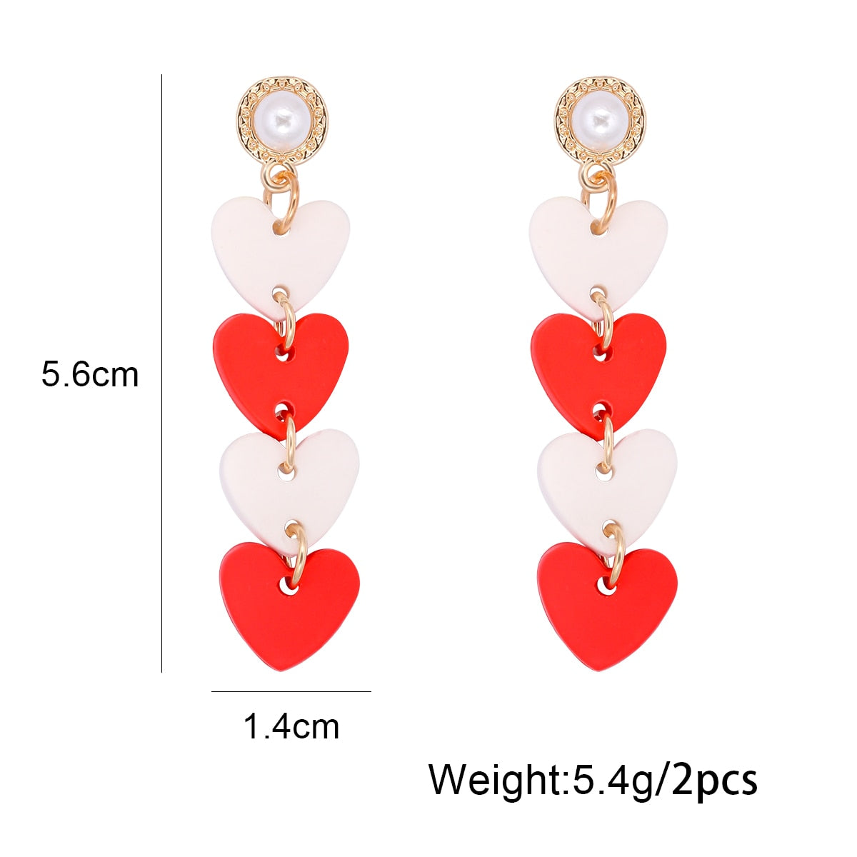 New Summer Cute Pink Heart Tassel Earrings Acrylic Pearl Drop Dangle Earrings