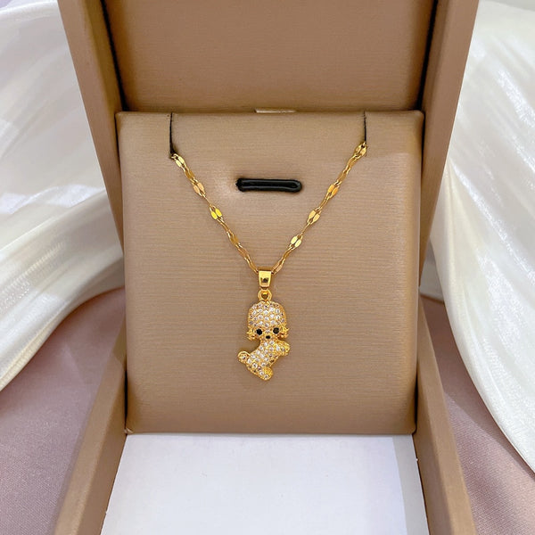 Korean Fashion Cute Puppy Zircon Necklaces For Women