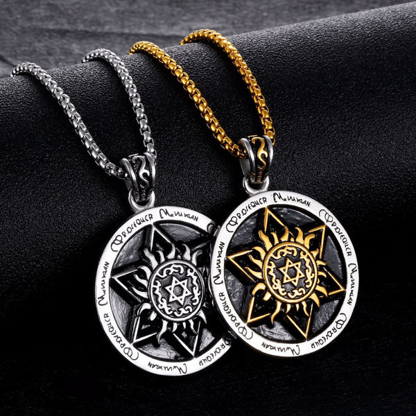 Vintage Rune Apollo Sun God Pendant Necklace For Men