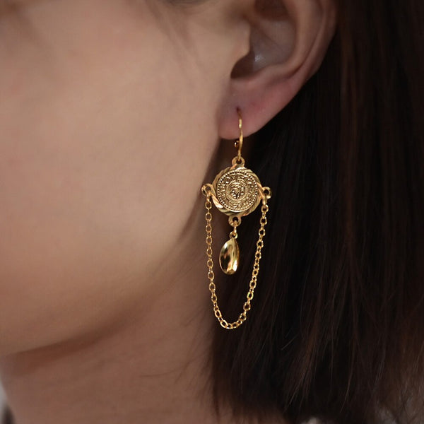 Gold Color Copper Earrings For Women Girls