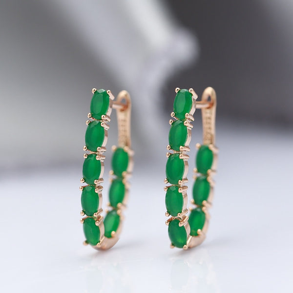 Luxury Oval Cut Artificial Green Zircon Earrings for Women