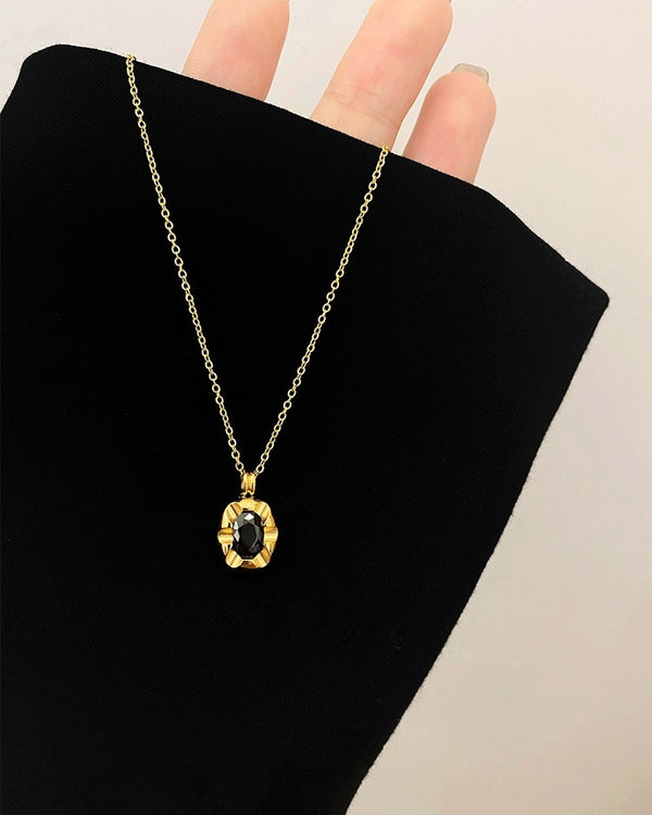 316L stainless steel black Zircon pendant necklace for women