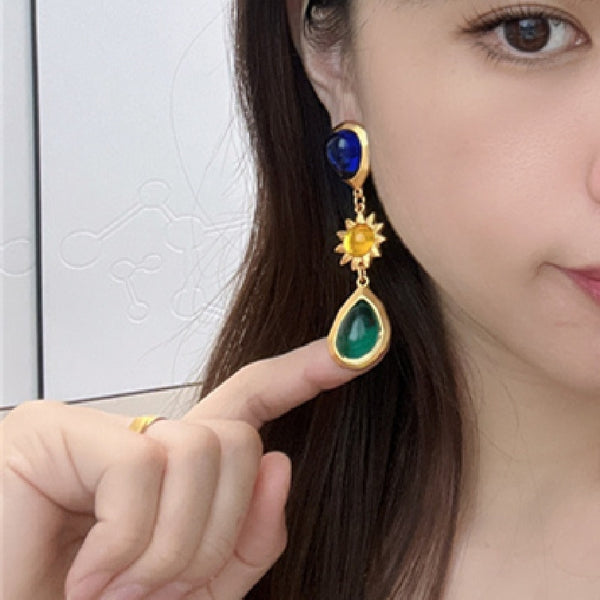 Vintage Style Fashion Resin Metallic Drop Dangle Earrings For Women