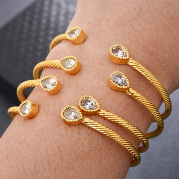 Africa Bangles Wedding Gift Beads 24k Gold Color Dubai Bangles For Women