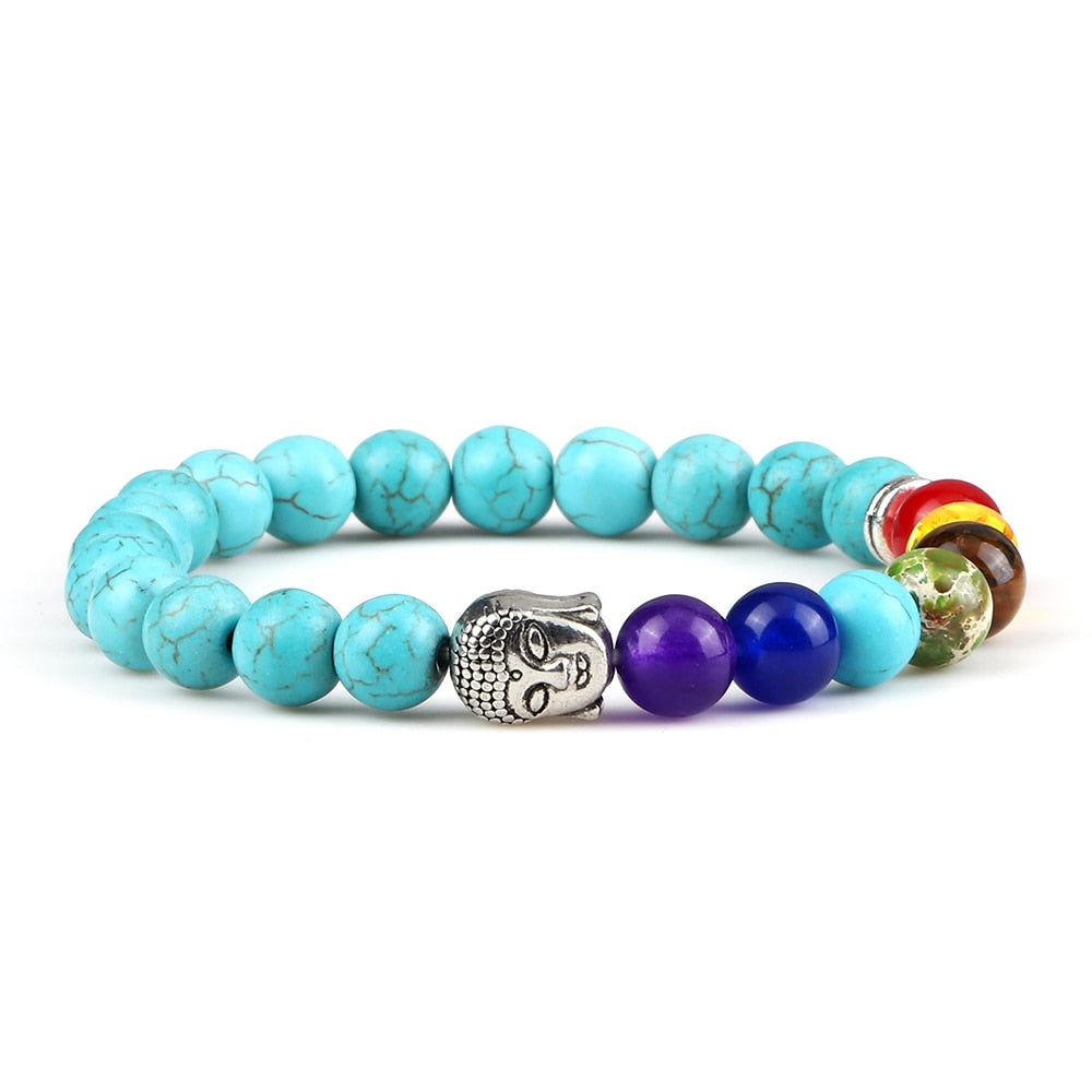 Classic 7 Chakra Reiki Healing Bracelets Buddha Head Charm Bracelet For Women Men