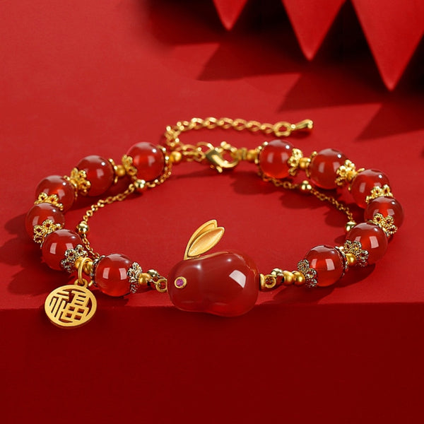 Designer new in South Red tourmaline red Cute rabbit bracelet for women